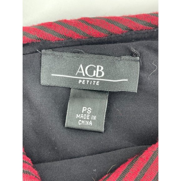 AGB Petite Women's Red Black Striped Lined Knit Shirt Top Shirt Blouse Size PS - Picture 5 of 9